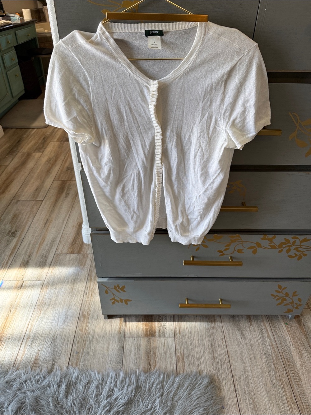 J. Crew White Short-Sleeve Button-Front Cardigan